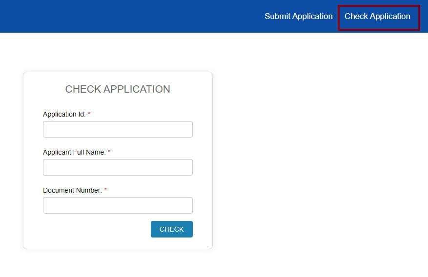 Check application for online form of lost license
